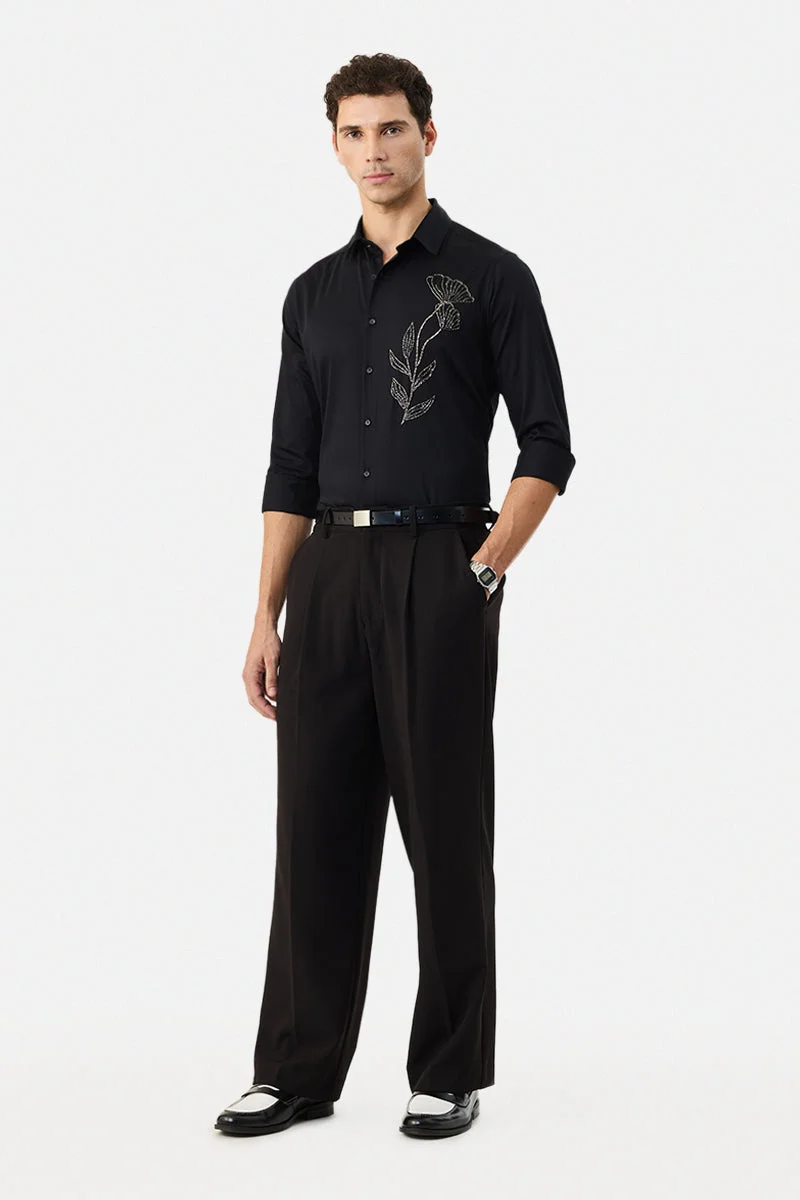 SNITCH Embellished Slim Fit Luxe 100% Cotton Shirt
